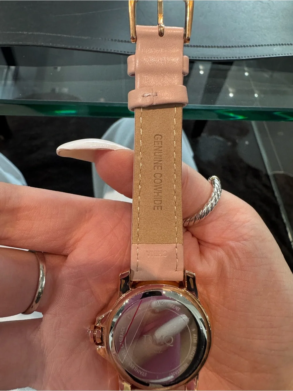 New Judith Ripka Rose Gold-Tone Rainbow Diamonique Watch w/ Pink Leather Strap